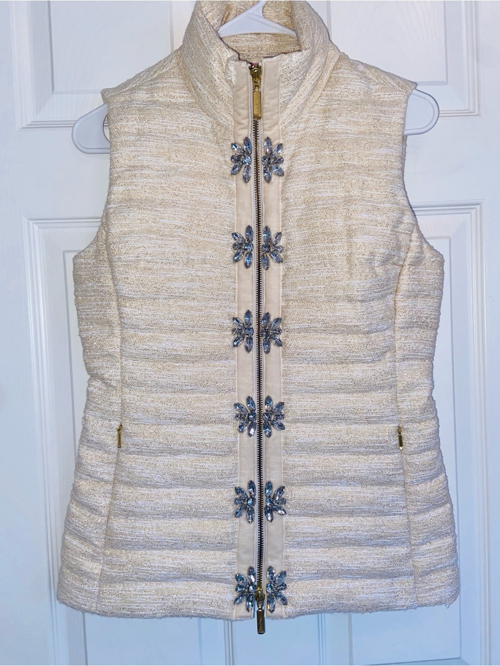 Lilly Pulitzer Noella Vest Gold Metallic Resort Boucle